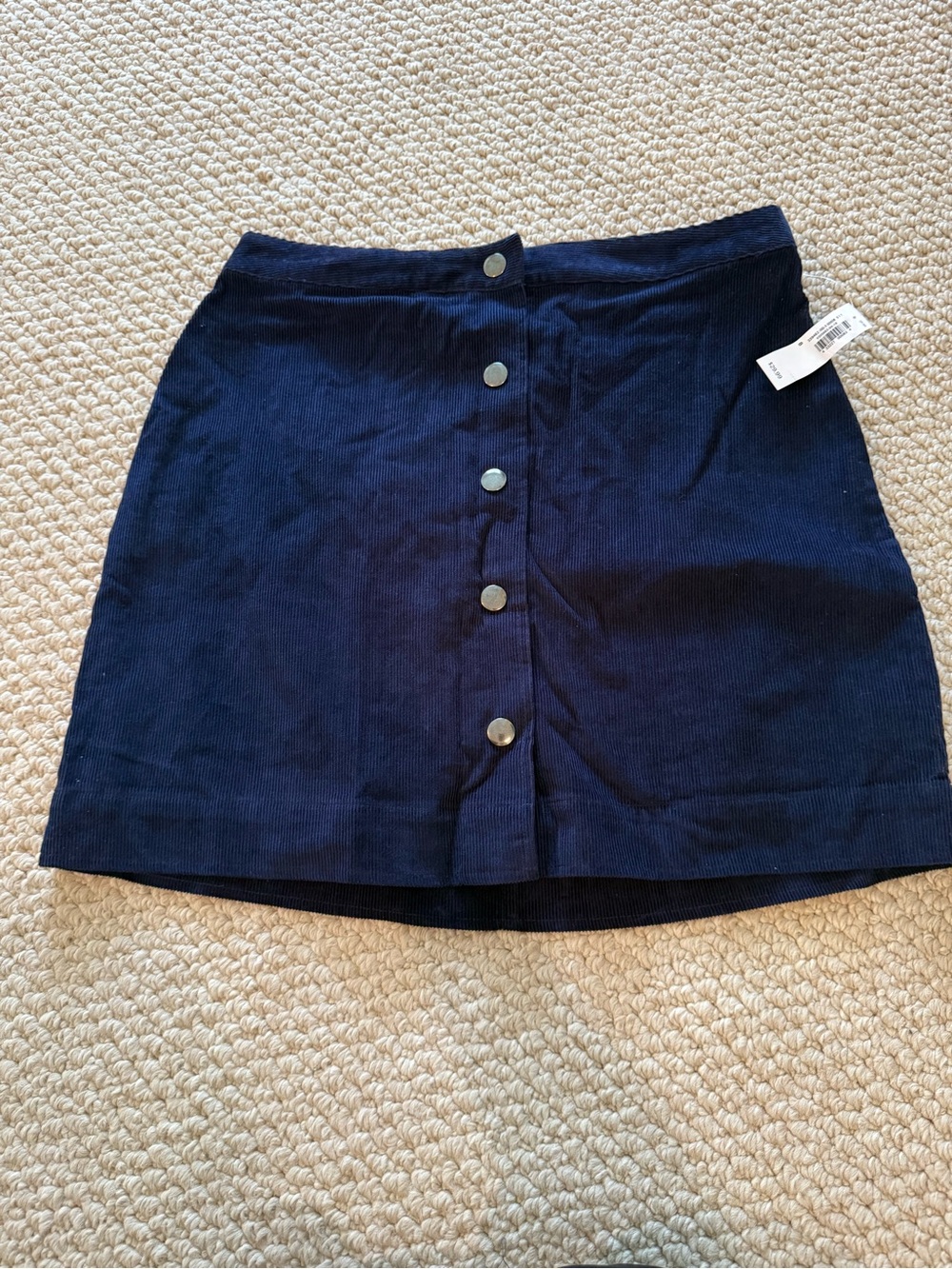 Old Navy Navy Button-Front Corduroy Mini Skirt